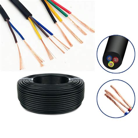 1meter 24 awg 0 2mm2 rvv 2 3 4 5 cores copper wire conductor electric rvv cable black soft