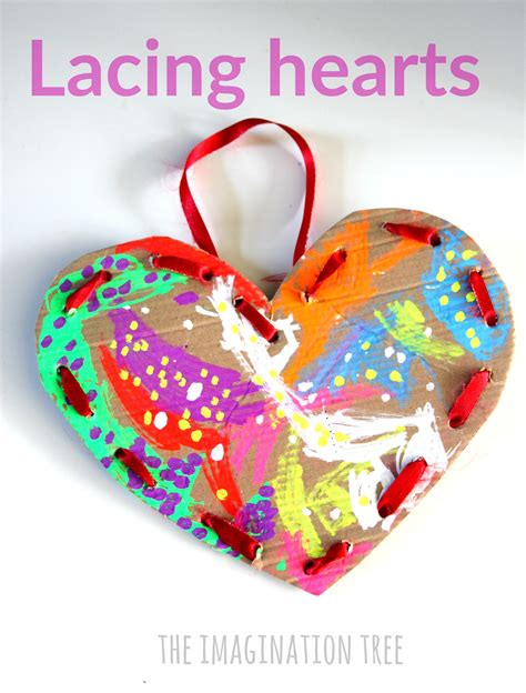 Cardboard Lacing Hearts The Imagination Tree Valentines For Kids
