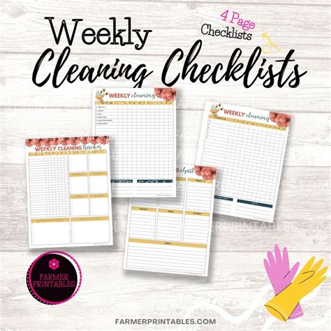Weekly Checklists Printable Home Cleaning Checklists Digital Etsy