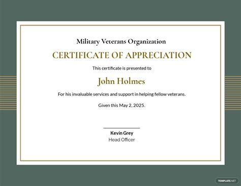 Military Certificate Of Appreciation Template Free Pdf Word Doc