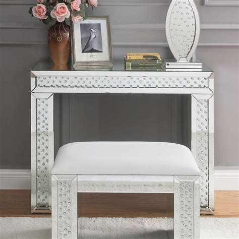 Check out our vanity mirror with desk selection for the very best in unique or custom, handmade pieces from our home & living shops. Nysa Mirrored Vanity Desk Acme Furniture | Furniture Cart
