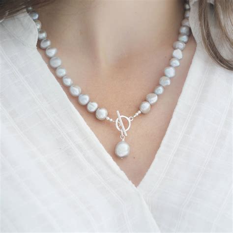 Silver Grey Baroque Pearl Necklace By Kathy Jobson