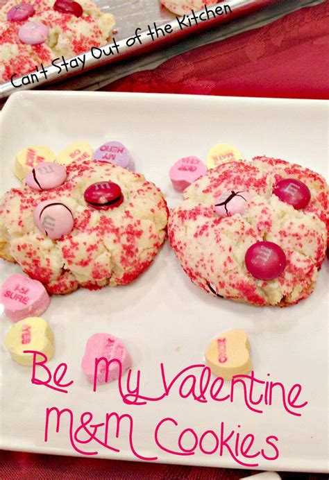 These valentine m&m cookies are gooey homemade cookies packed with milk chocolate chips, m&ms, and rolled in valentine sprinkles before baking to add even more sweetness, and to make them extra cute! Be My Valentine M&M Cookies - Can't Stay Out of the Kitchen