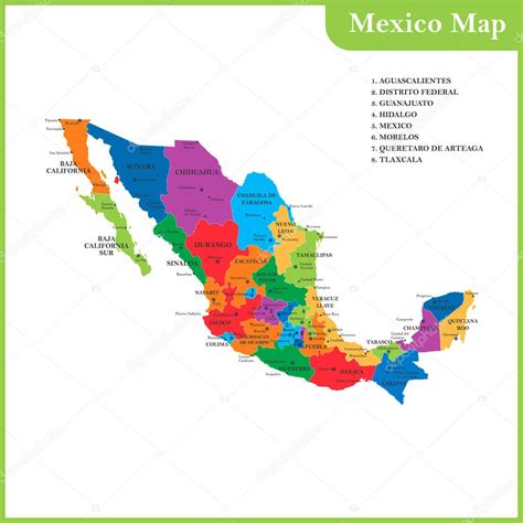 Frontera Administrativo Mexicana Atlas División Imagen Vectorial De