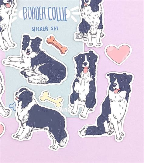 The Border Collie Sticker Set Includes Dogs And Bones
