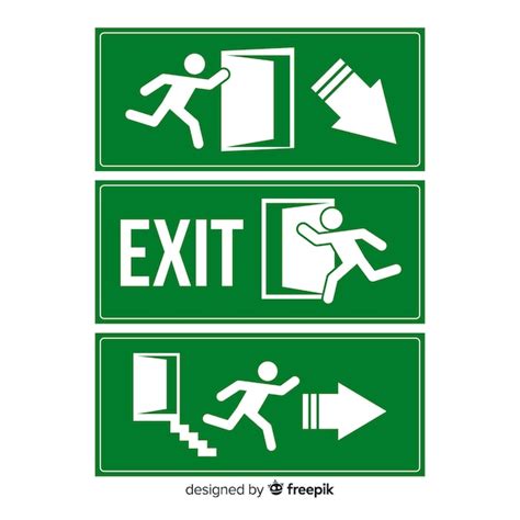 Premium Vector Flat Exit Sign Collection