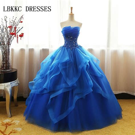 Blue Puffy Quinceanera Dresses Online Princess Ball Gown For Prom Sweet