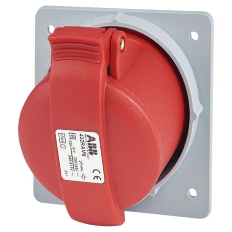 Abb 32a 5 Pin Panel Mounted Socket 3pne Ip44 Red Electricaldirect