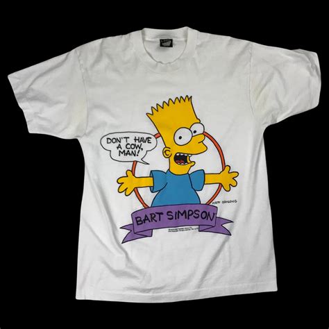Vintage Bart Simpson Don T Have A Cow Man T Shirt Size L Etsy