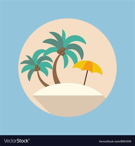 Summer Beach Flat Icon Royalty Free Vector Image