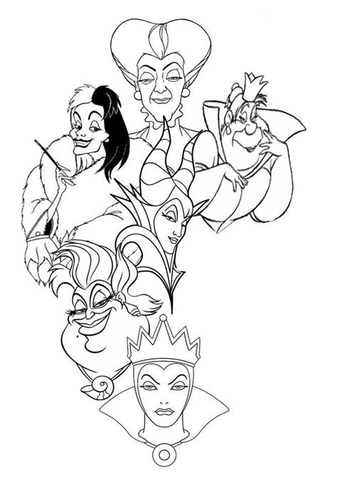 Coloring Disney Villains Evil Queen Snow Sketch Coloring Page