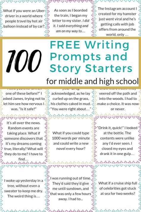How to start a new story or a new blog? 100 Writing Prompts and Story Starters for Middle School ...