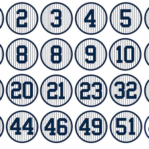 Yankee Retired Numbers Svg Etsy