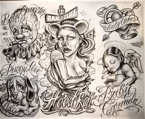 Tattoo Flash by Boog Татуировки зарисовки 191 фото Chicano art