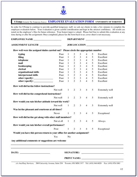 Massage Employee Performance Evaluation Form Employeeform Net Vrogue