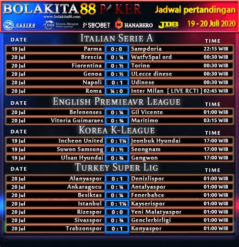 Bebas ongkir ekstra cashback ovo | belanja online aman dan nyaman hanya di tokopedia®. Jadwal Pertandingan Sepak Bola 19 - 20 Juli 2020 | BolaKita 88