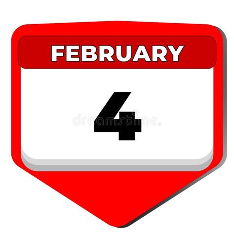 4 February Vector Icon Calendar Day 4 Date Of February Fourth Day Of