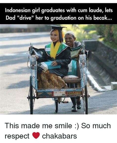 Indonesian Girl Graduates With Cum Laude Lets Dad Drive Her To Graduation On His Becak 7957 The