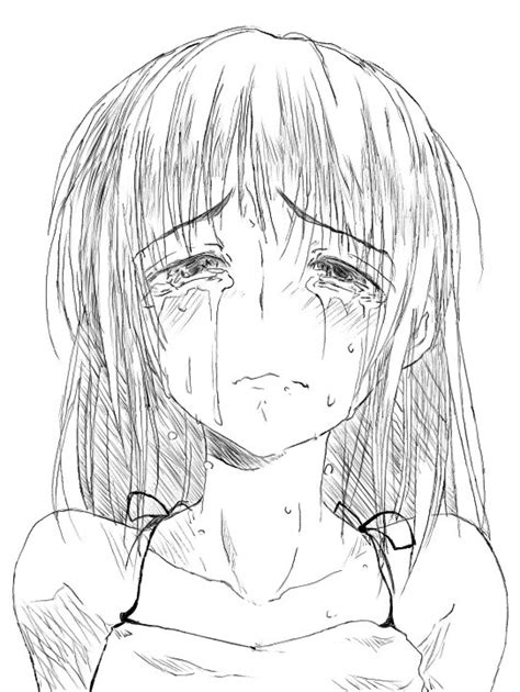 Crying Anime Girl Drawing