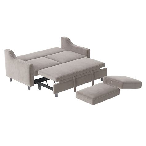 Adelia Convertible Studio Sofa W Pull Out Bed Cobblestone
