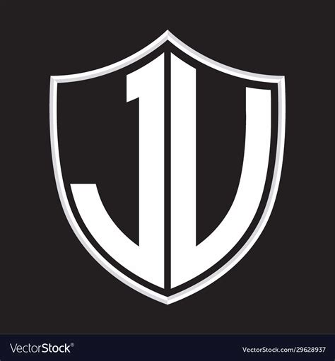 Jv Logo Monogram With Shield Shape Isolated Vector Image