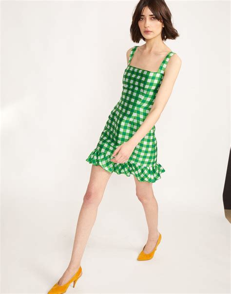 stella gingham mini dress green 0 mini dress dresses gingham