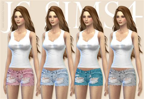 Js Sims 4 Tank Top Clothing And Accessories And Ripped Shorts