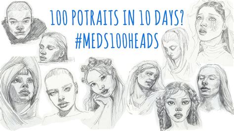 Sketch With Me Trying To Do The 100 Heads Challenge Meds100heads