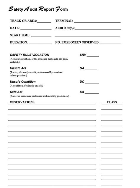 Safety Audit Report Template Safety Audit Book Review Template