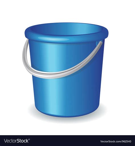 Blue Plastic Bucket Isolated On White Background Vector Image