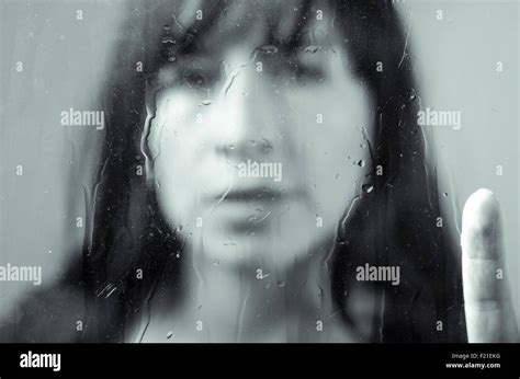 Portrait Woman Behind Wet Glass Hi Res Stock Photography And Images Alamy