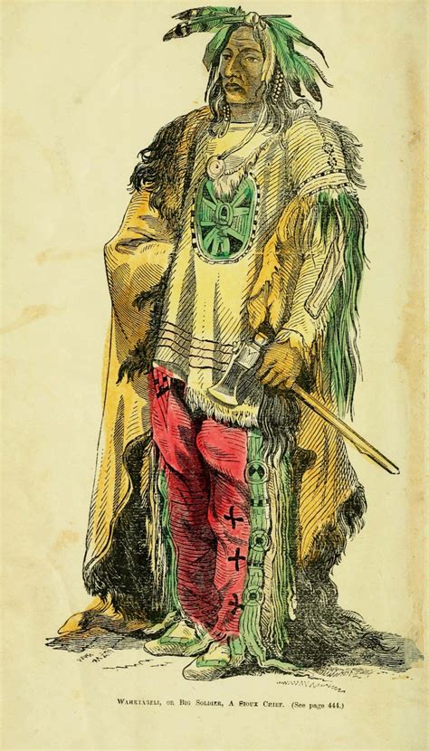 Vintage Ephemera Hand Colored Engraving Sioux Chief 1851