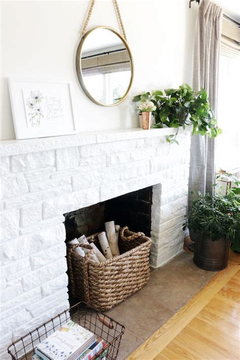 The only tutorials online were for painting uniform brick fireplaces, with very few tutorials on painting a stacked stone fireplace like mine. Stone Fireplace Makeover: White painted fireplace | White ...