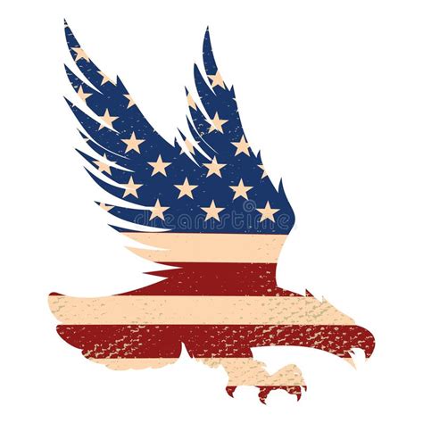 Eagle Silhouette On The Usa Flag Background Design