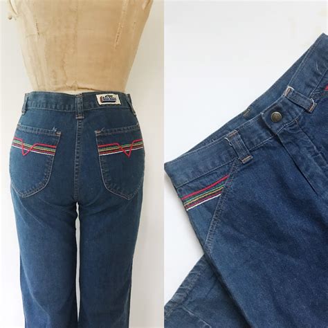 1970s Jeans Vintage Denim 70s Embroidery Jeans
