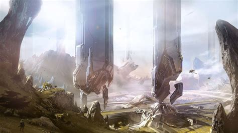 Download Mysterious Forerunner Structure In Halo Universe Wallpaper