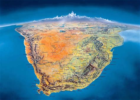 South Africa Relief Map South Africa Tours South Africa Map