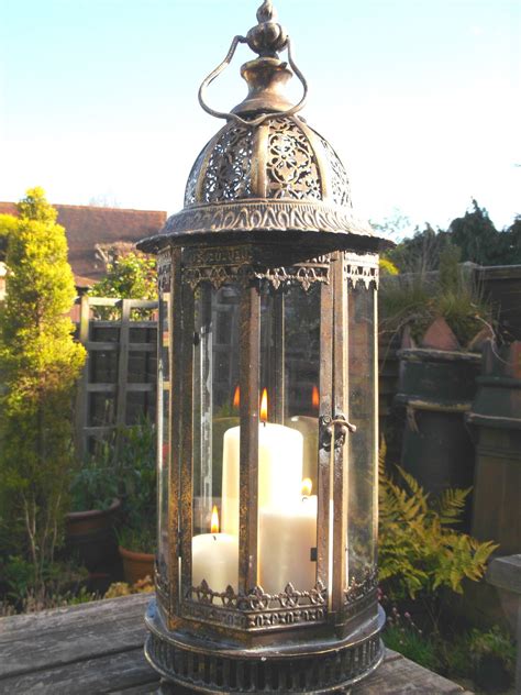 For outdoor applications, decorative outdoor garden lanterns make a wonderful addition to front porch steps, a patio table or sitting atop a garden bench. Antique Vintage Style Large 60cm Moroccan Garden Lantern ...