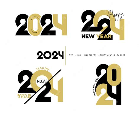 Premium Vector Set Of 2024 Happy New Year Logo Text Design 2024