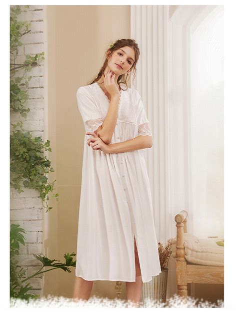 Vintage Cotton Lace Women Nightie Nightgown Nightdress Sleepdress