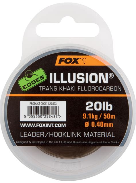 Fox Edges Illusion Trans Khaki Fluorocarbon Leader Hooklink Material Lb EBay