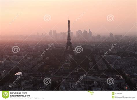 Evening View On Eiffel Tower In Paris France Stock Photo Image Of