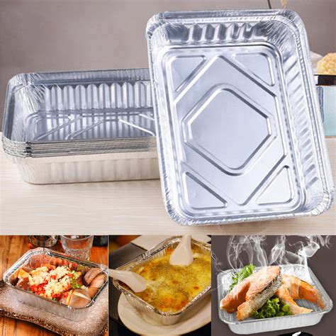 Aluminum Foil Trays BBQ Disposable Food Container Baking Pan With Lids