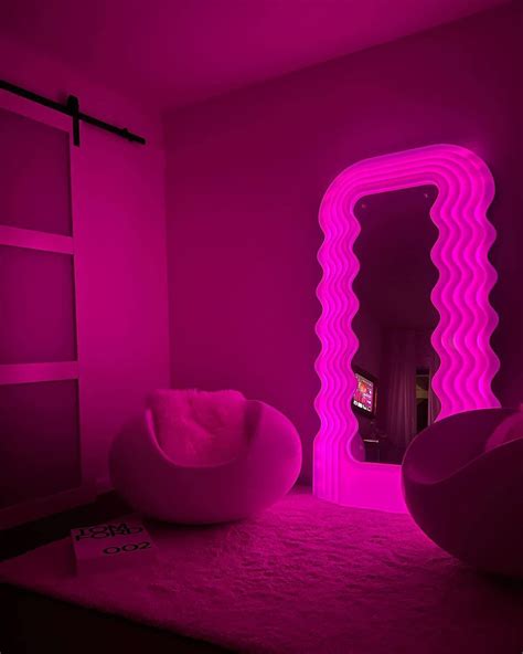 ettore sottsass pink light up wavy mirror unique bedroom decor modern apartment living