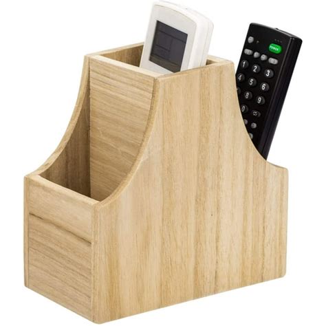 Remote Control Holder Coffee Table Decor 3 Compartment Wooden Desktop