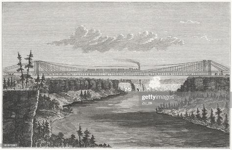Niagara Falls Suspension Bridge Built 18511855 Wood Engraving Published