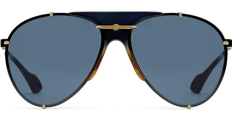 gucci velvet aviator metal sunglasses in blue for men lyst