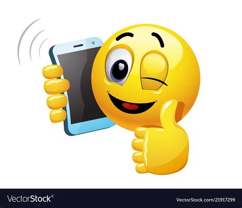 Winking Smiley Talking On A Phone Vector Illustration Of A Smiley Having Funny Phone