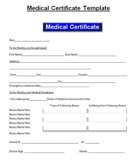 21 Free Medical Certificate Template Word Excel Formats
