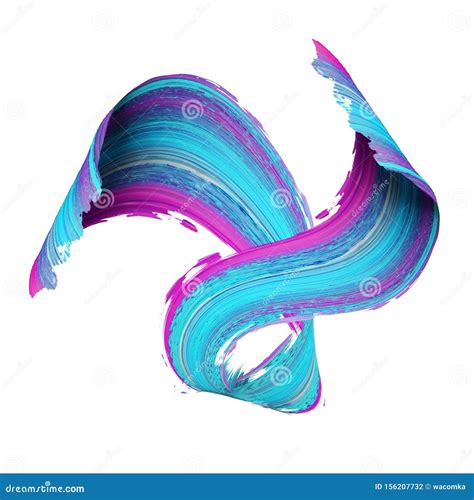 3d Render Abstract Brush Stroke Paint Splash Splatter Colorful Curl